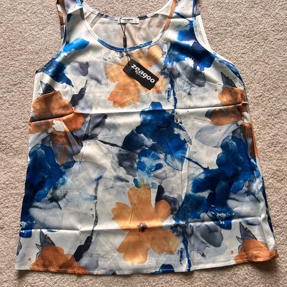 Zeagoo Blue and Orange Sleeveless Tank Top